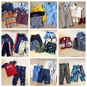 Lot of 38 Baby Boy Toddler Clothing Pants Shorts Outfits